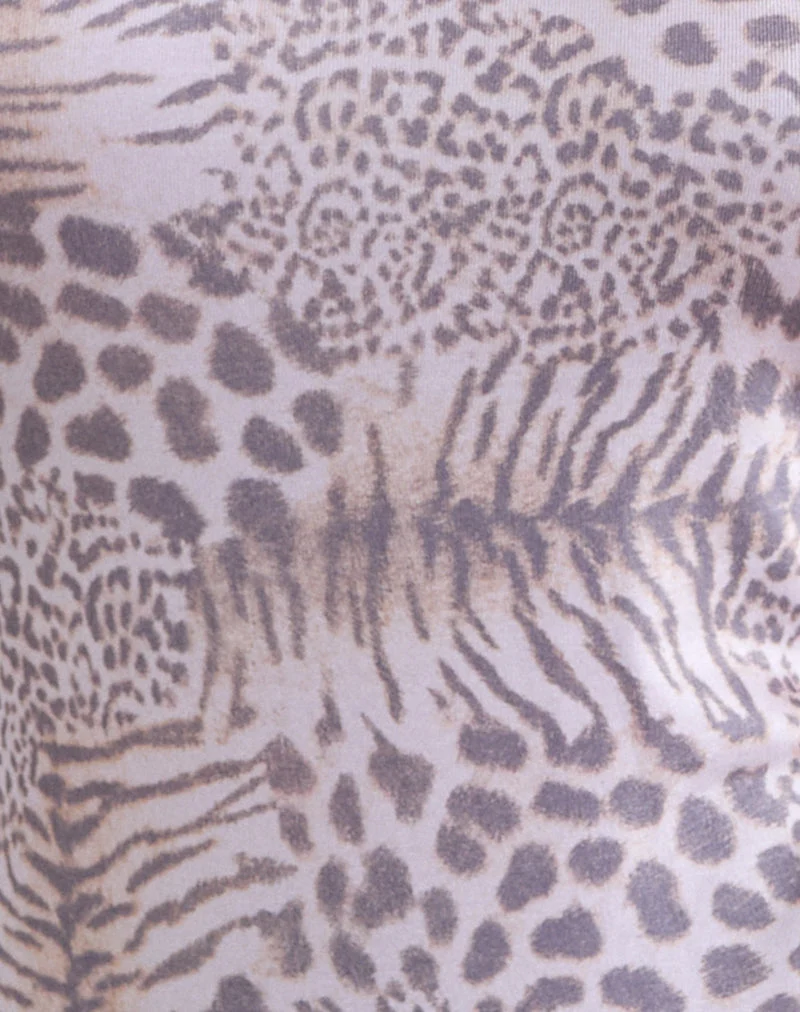Talindra Langarm-Oberteil aus Leoparden-Jersey in Lila