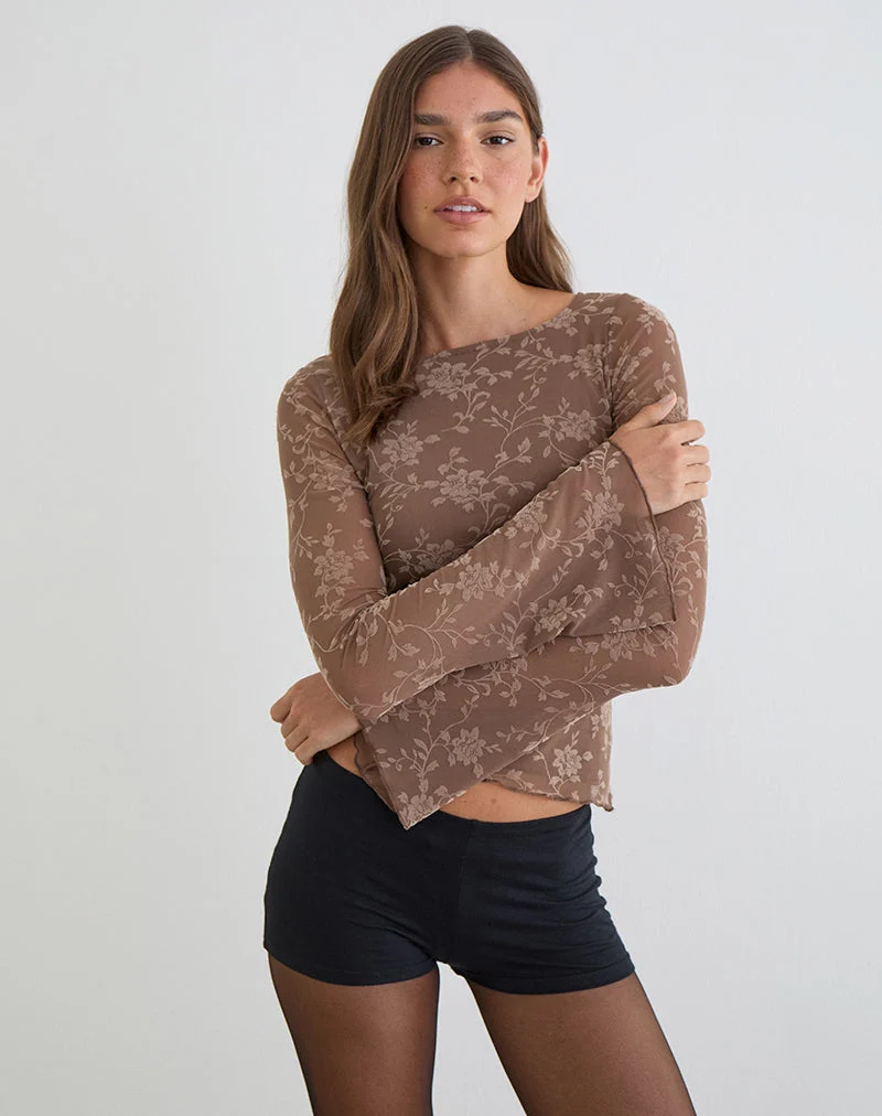 Lakya Top in Blattgrün mit dunklem Taupe