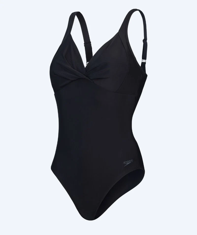 Speedo Badeanzug mit Einlagen für Damen - Shaping Cross Knot - Schwarz