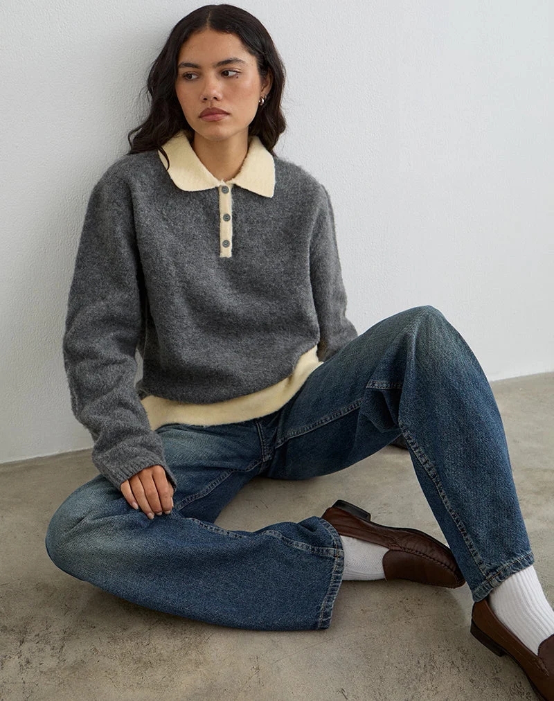 Balamoa Pullover aus Strick in Grau und Creme