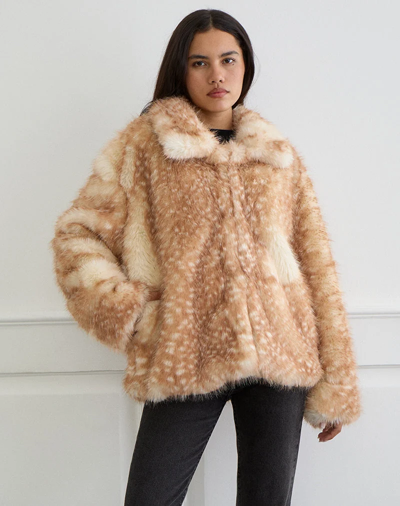Joji Jacke in Beige mit Bambi-Print
