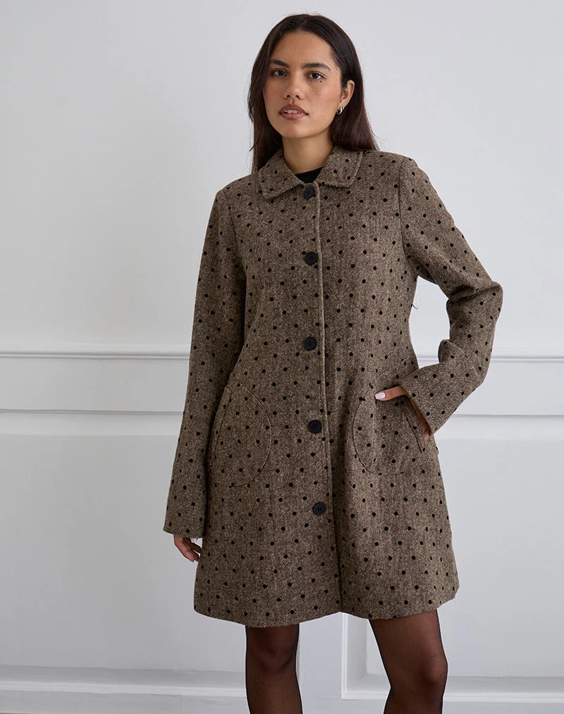Lirena Langarmmantel in Polka Braun