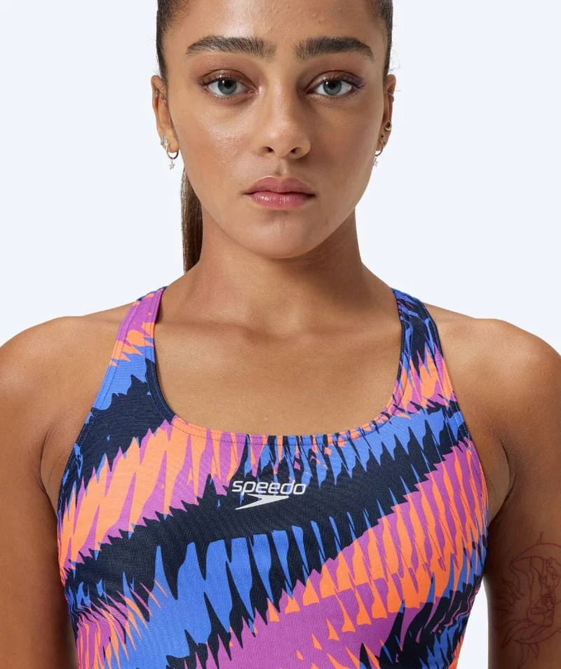 Speedo Badeanzug für Damen - Allover Digital Powerback - Blau/Orange