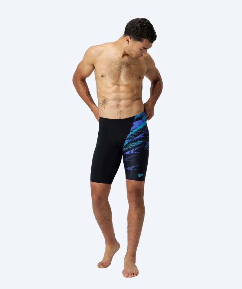 Speedo lange Badehose für Herren - Hyperboom V-Cut - Schwarz/Blau