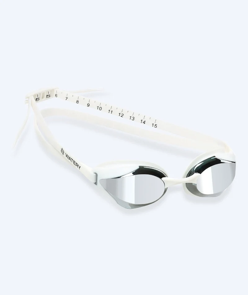 Watery Elite Schwimmbrillen - Poseidon Ultra Mirror - Weiß/Silber