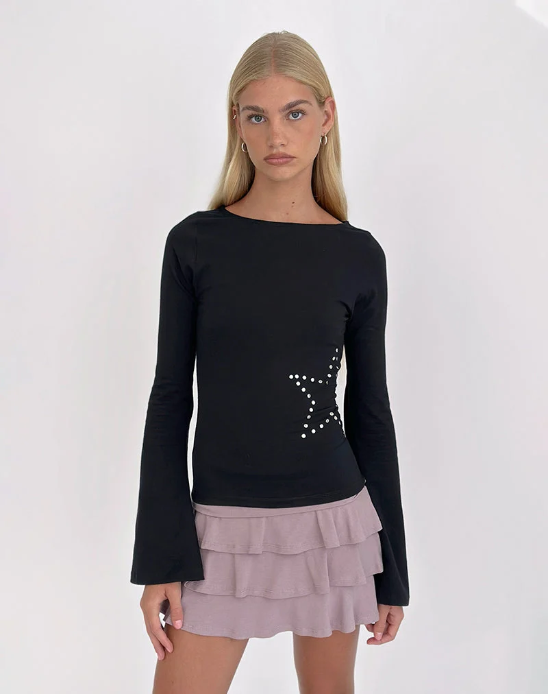 Malakai Langarm-Oberteil in Star Stud Black