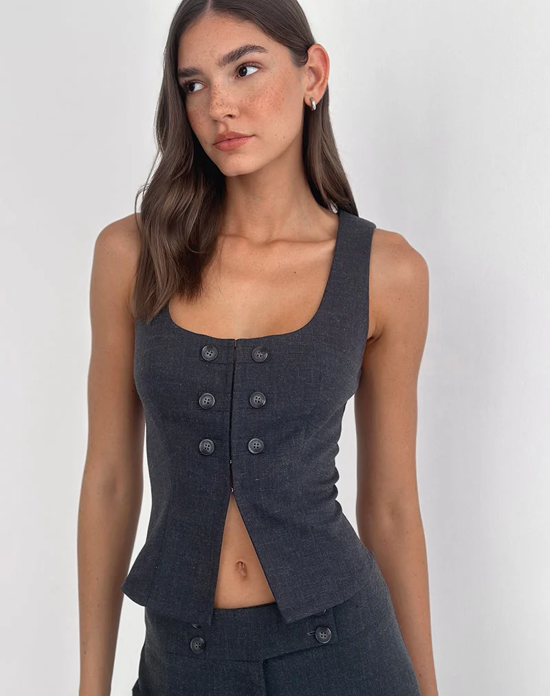 Kariso Korsett-Oberteil in Tailoring Grey Blue