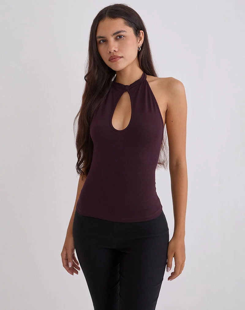 Gretita Top mit hohem Kragen aus Jersey Redwood