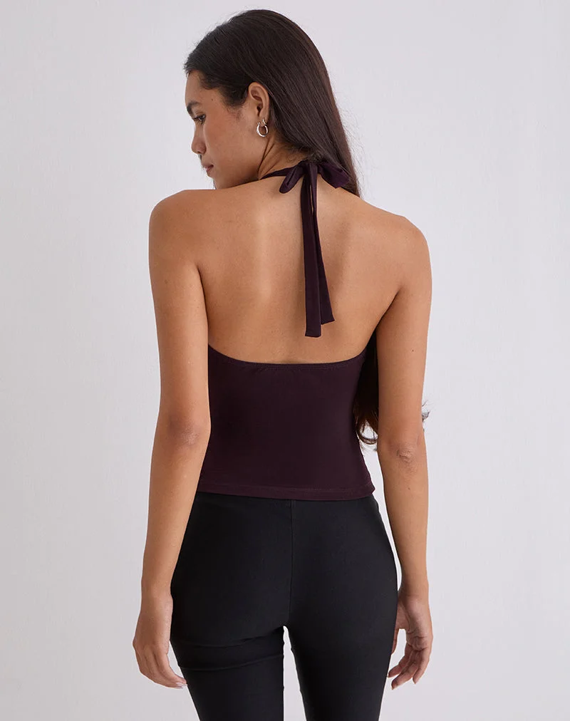 Gretita Top mit hohem Kragen aus Jersey Redwood