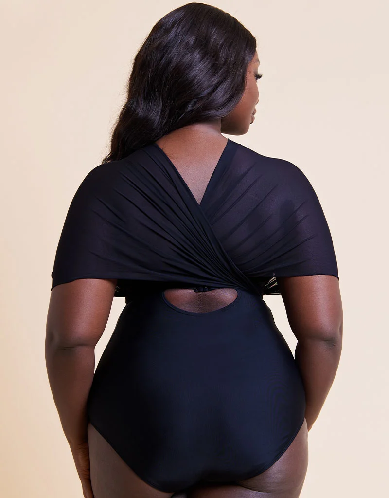 Curvy Kate Wrapsody Bandeau Strapless Multiway Swimsuit Black