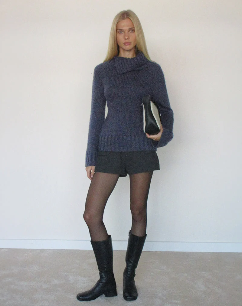 Dajah Umschlagpullover aus Strick in Marineblau