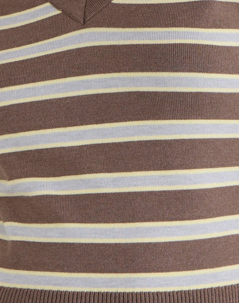 Yasra Pullover aus gestreiftem Strick in Braun und Gelb