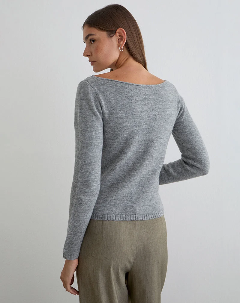 Manahi Pullover aus Perlmuttstrick in Grau