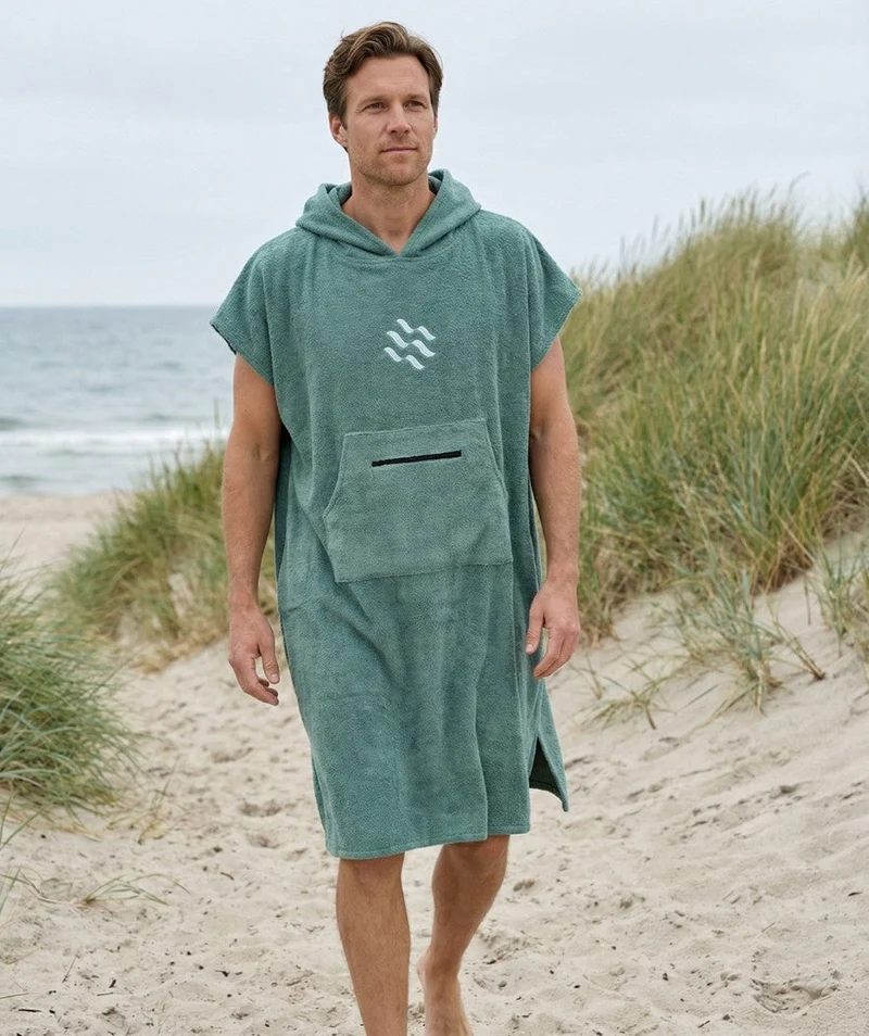 Watery Badeponcho für Erwachsene - Baumwolle - Forest Green