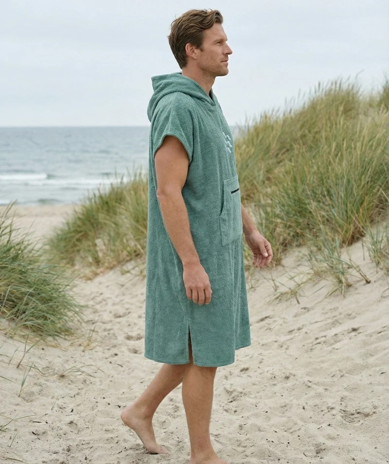 Watery Badeponcho für Erwachsene - Baumwolle - Forest Green
