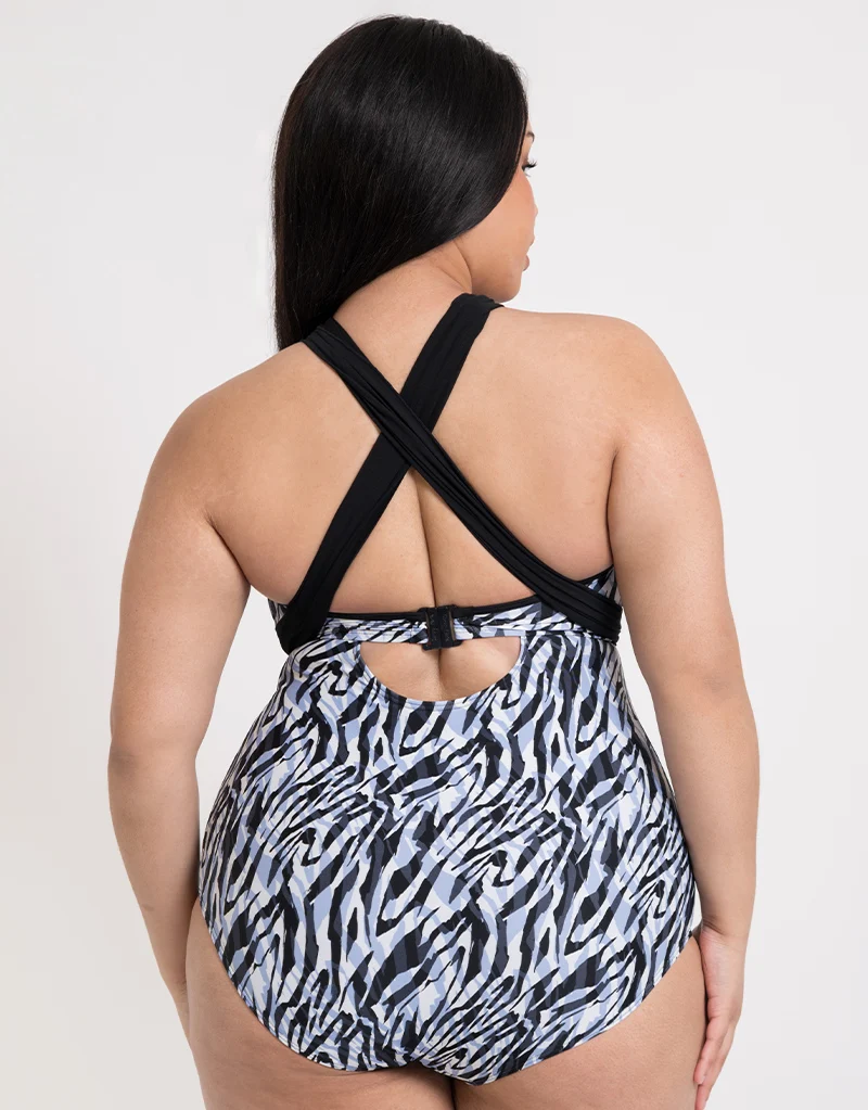 Curvy Kate Wrapsody Bandeau Strapless Multiway Swimsuit Zebra Print