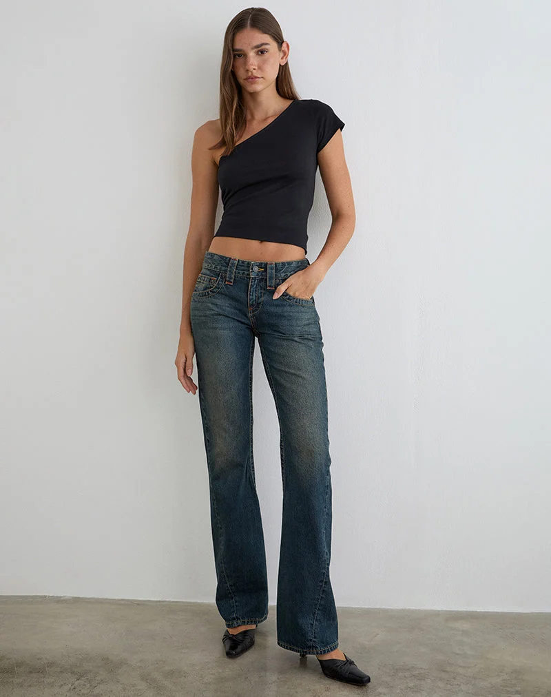 Low Rise Twisted Seam Jeans in Dirty Green