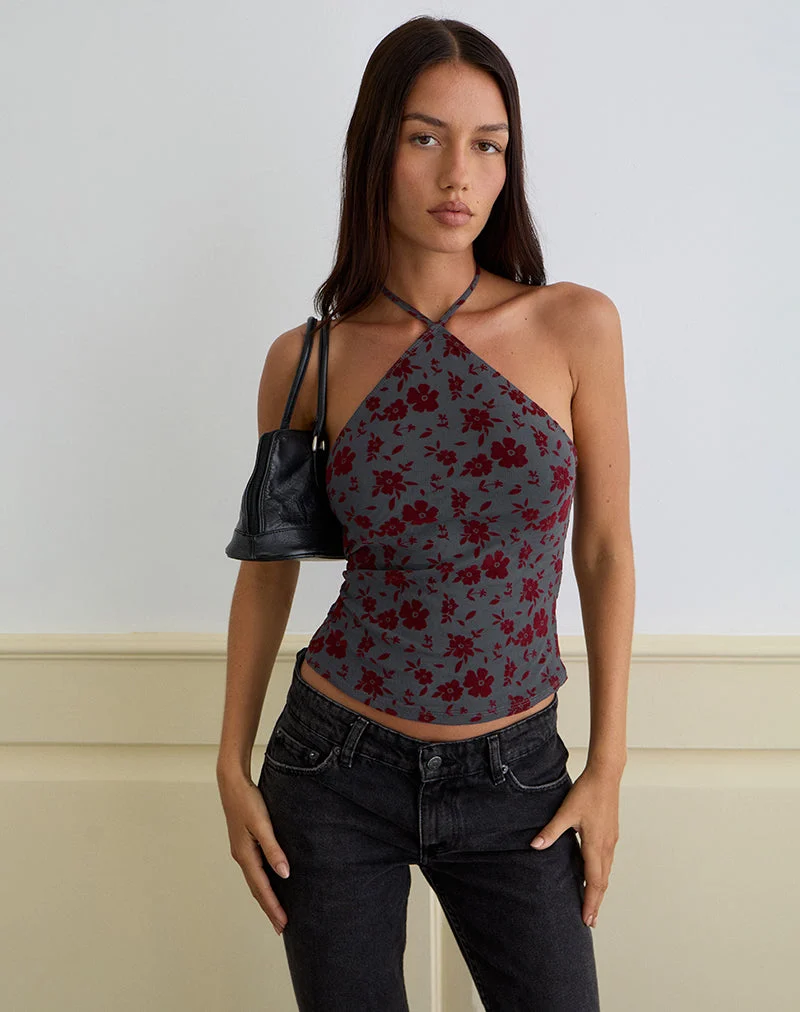 Arira Träger-Top in Garden Floral Blau Grau
