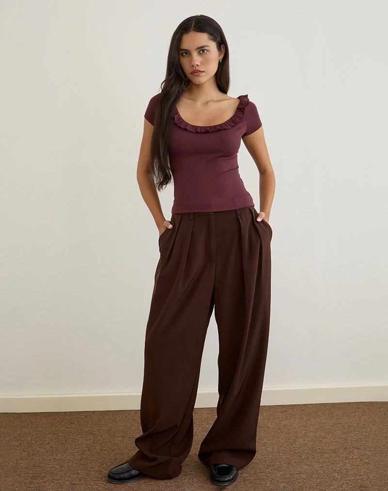 Mitali Top mit Rüsche aus Pointelle Burgundy