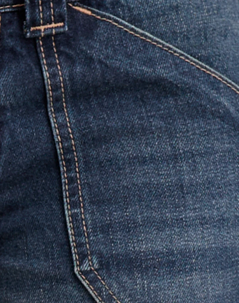 Entspannte Cargo-Jeans mit niedrigem Hüftumfang in Mittelblau