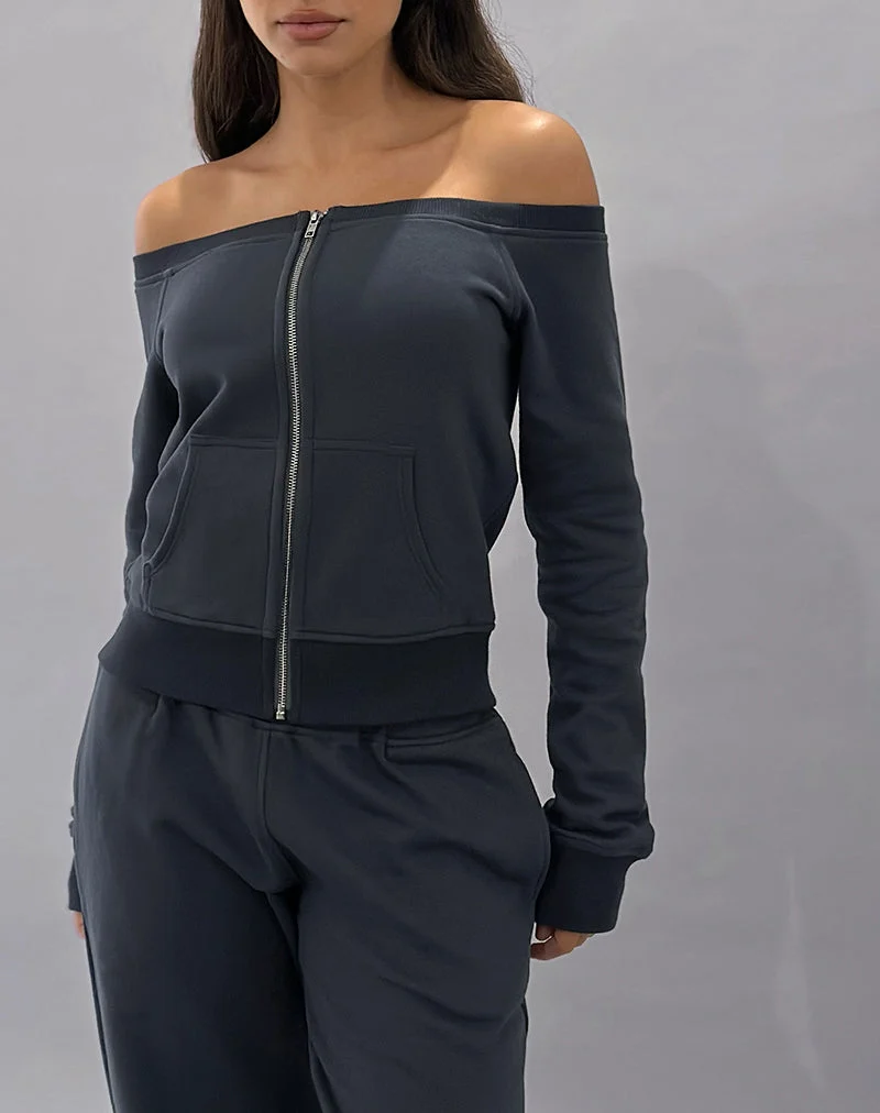 Airazo Bardot Pullover in Beluga-Grau