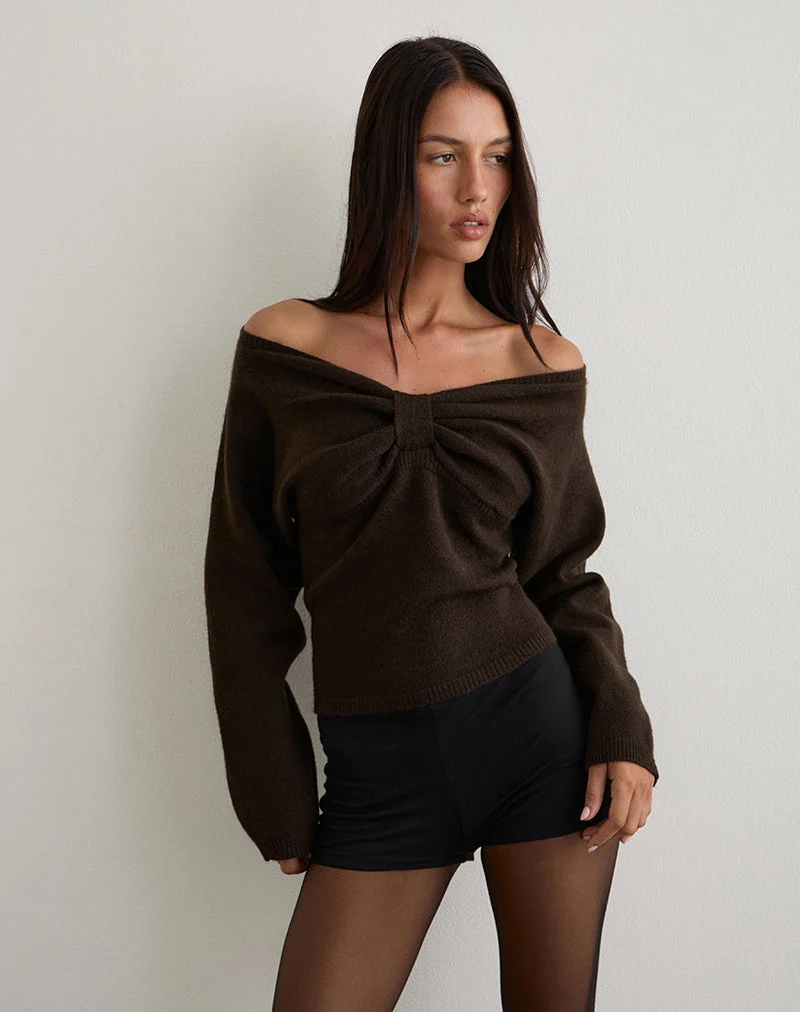 Sikuna Schleifen-Pullover in Braun