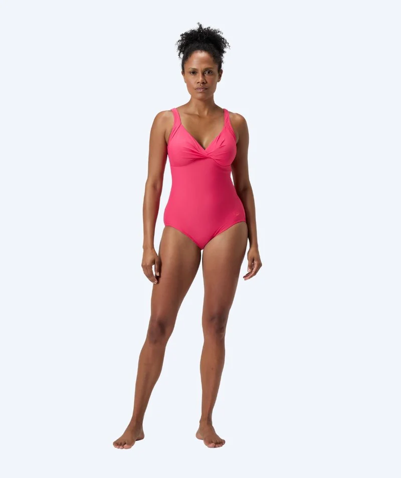 Speedo Badeanzug mit Einlagen für Damen - Shaping Cross Knot - Hellrosa