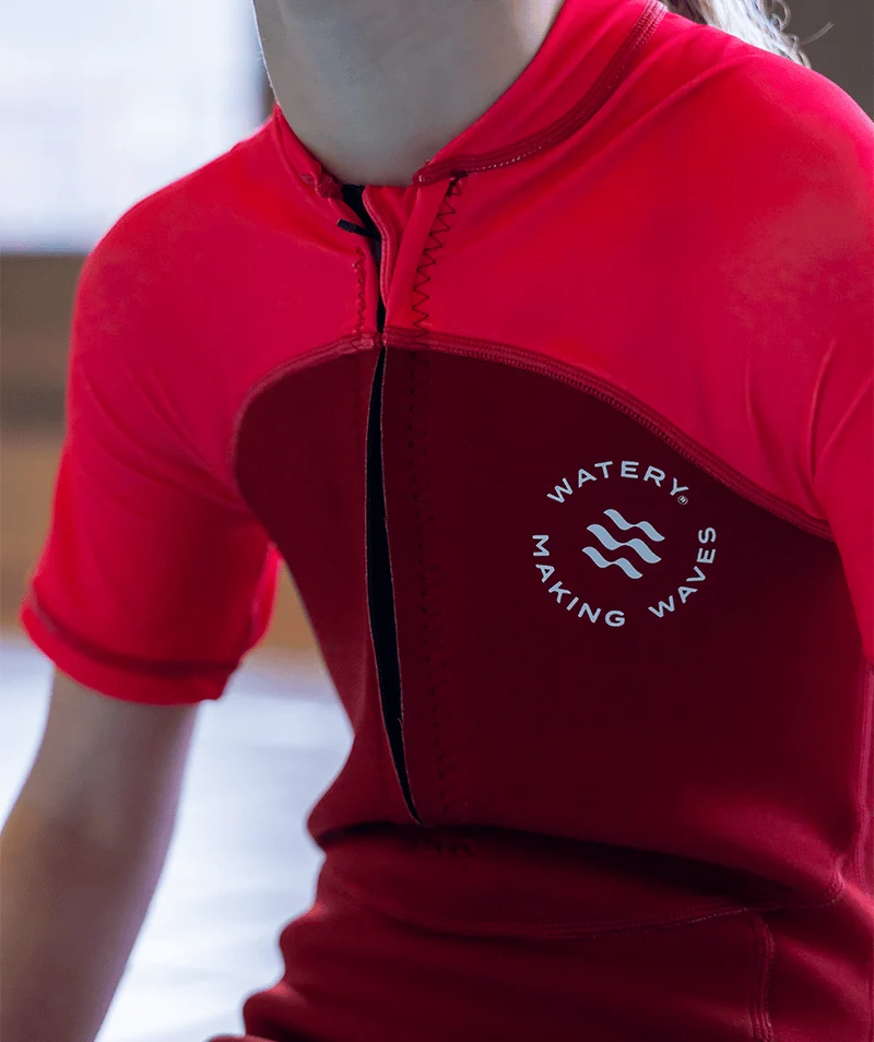 Watery UV Neoprenanzug für Kinder - Calypso Shorty - Rot/Rosa