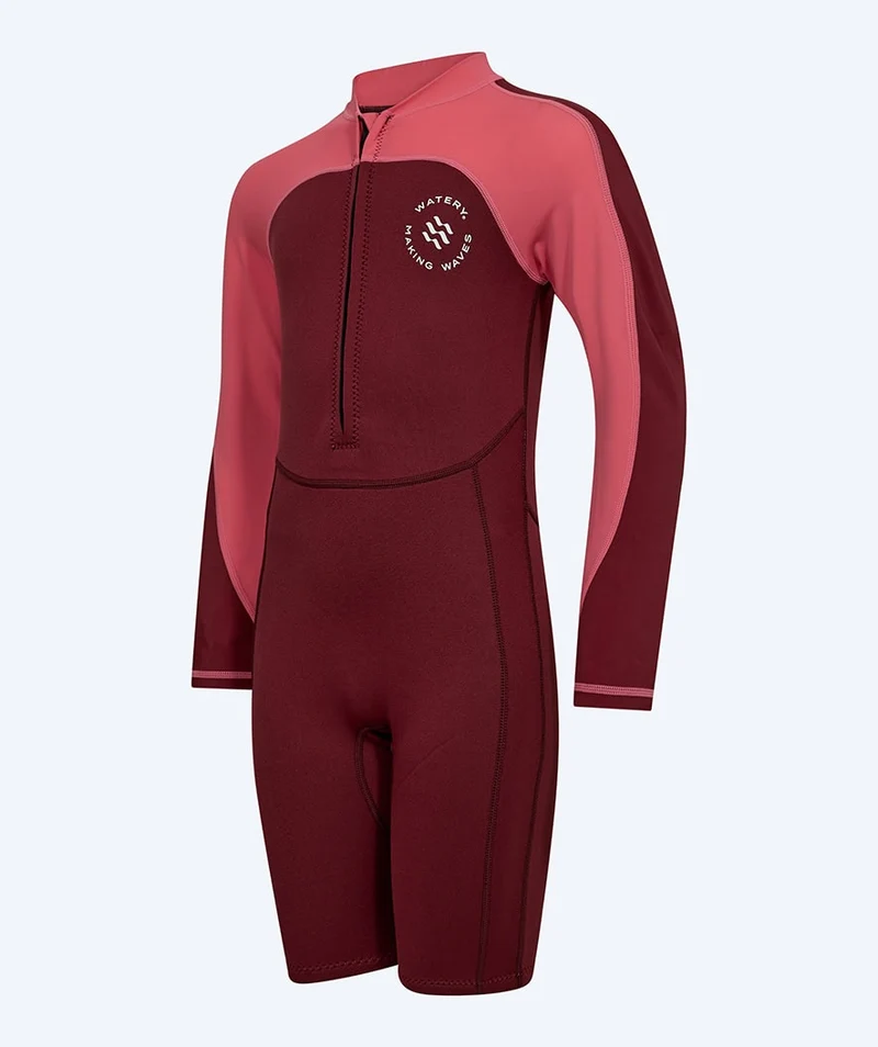 Watery UV Neoprenanzug für Kinder - Calypso Langarm - Rot/Rosa