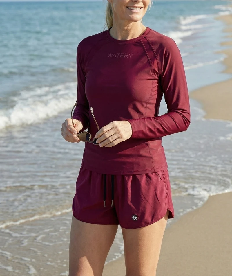 Watery UV Shirt für Damen - Remington Langarm Rashguard - Dunkelrot