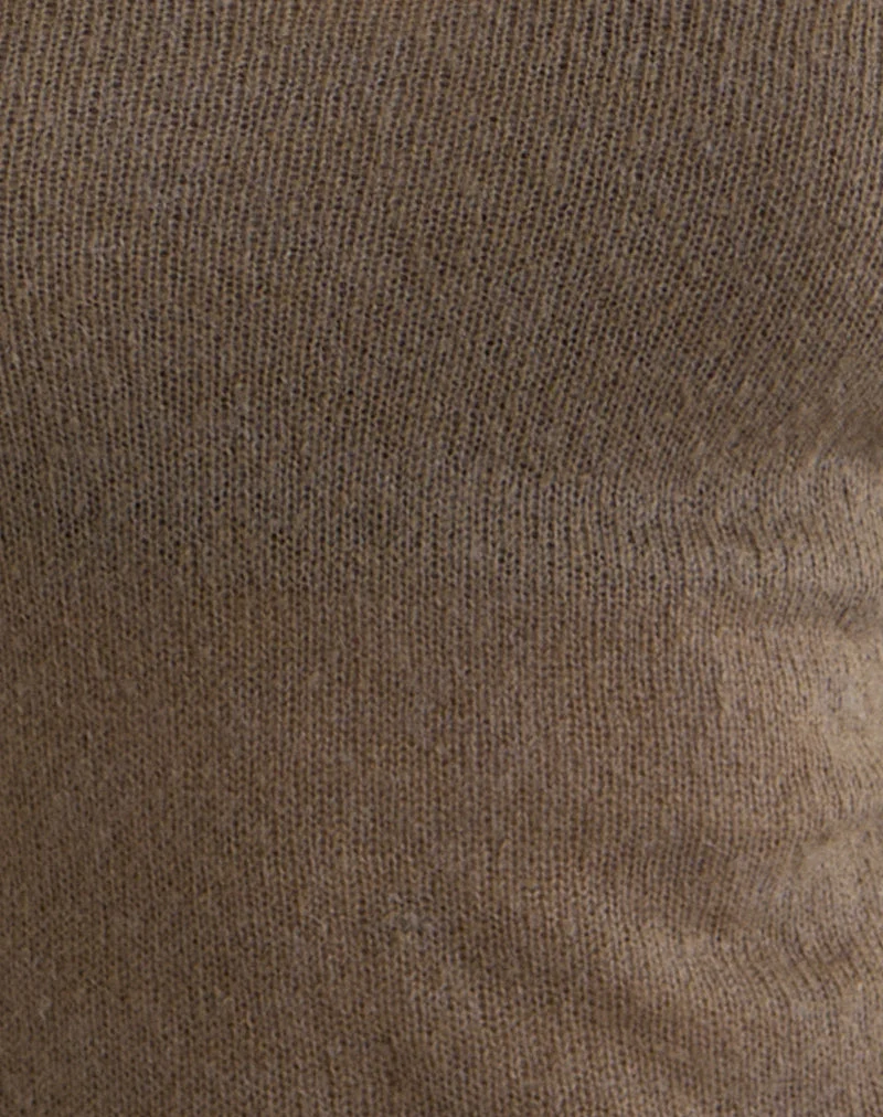 Misora Langarm-Oberteil aus transparentem Strick in Taupe