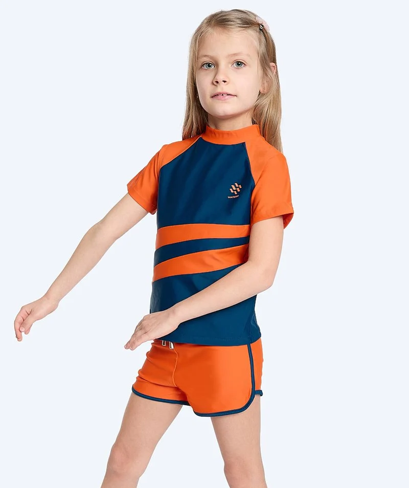 Watery UV Shorts für Kinder - Manami - Orange/Blau