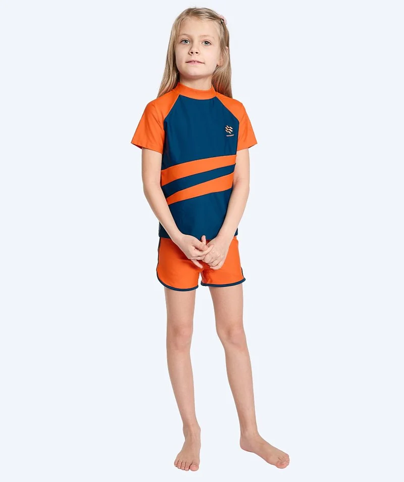 Watery UV Shorts für Kinder - Manami - Orange/Blau