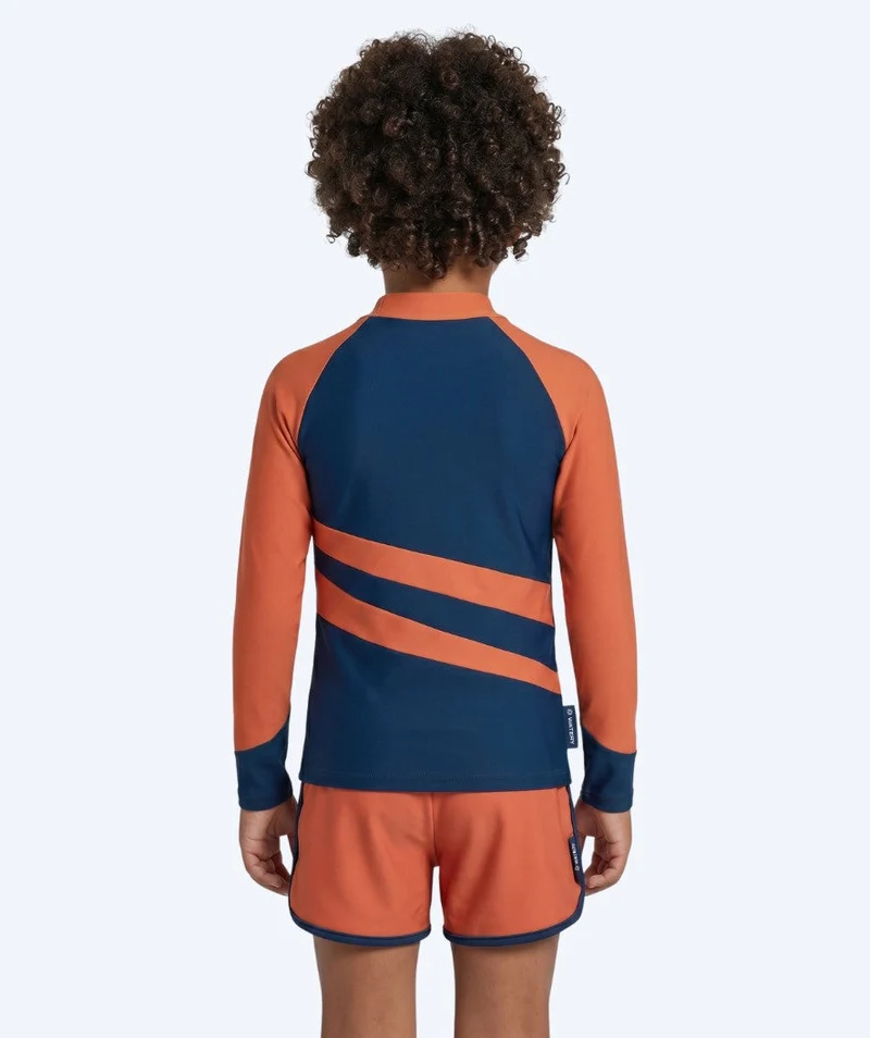 Watery UV Shirt für Kinder - Manami Langarm Rashguard - Orange/Blau