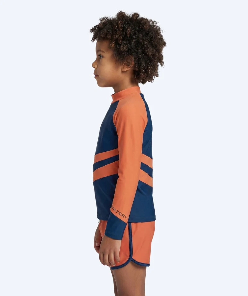 Watery UV Shirt für Kinder - Manami Langarm Rashguard - Orange/Blau