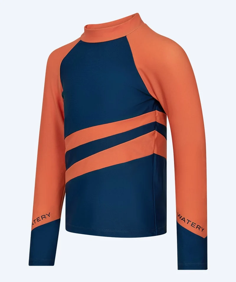 Watery UV Shirt für Kinder - Manami Langarm Rashguard - Orange/Blau
