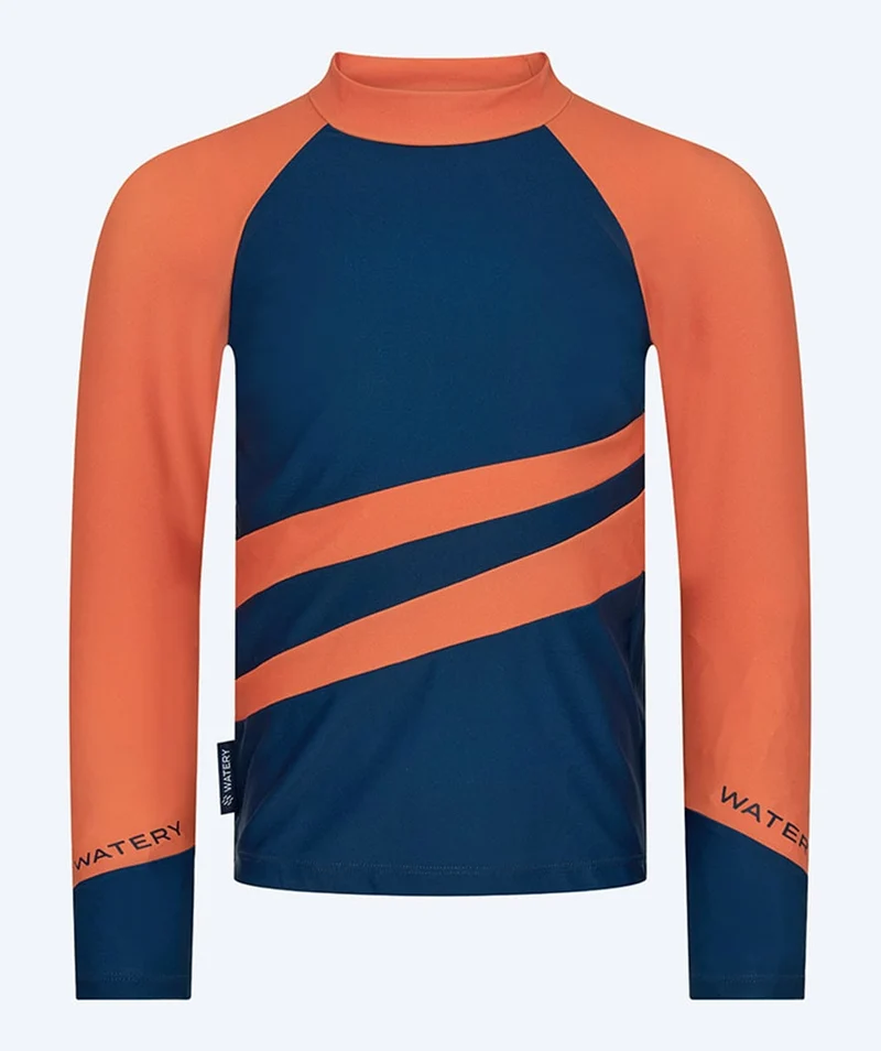 Watery UV Shirt für Kinder - Manami Langarm Rashguard - Orange/Blau