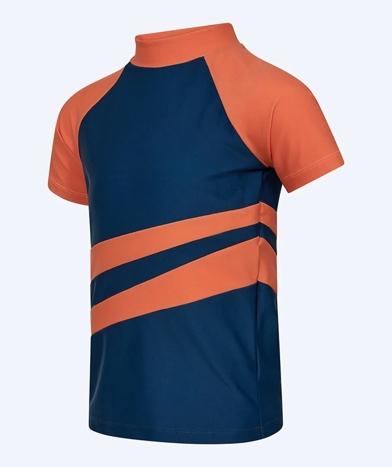 Watery UV Shirt für Kinder - Manami Kurzarm Rashguard - Orange/Blau