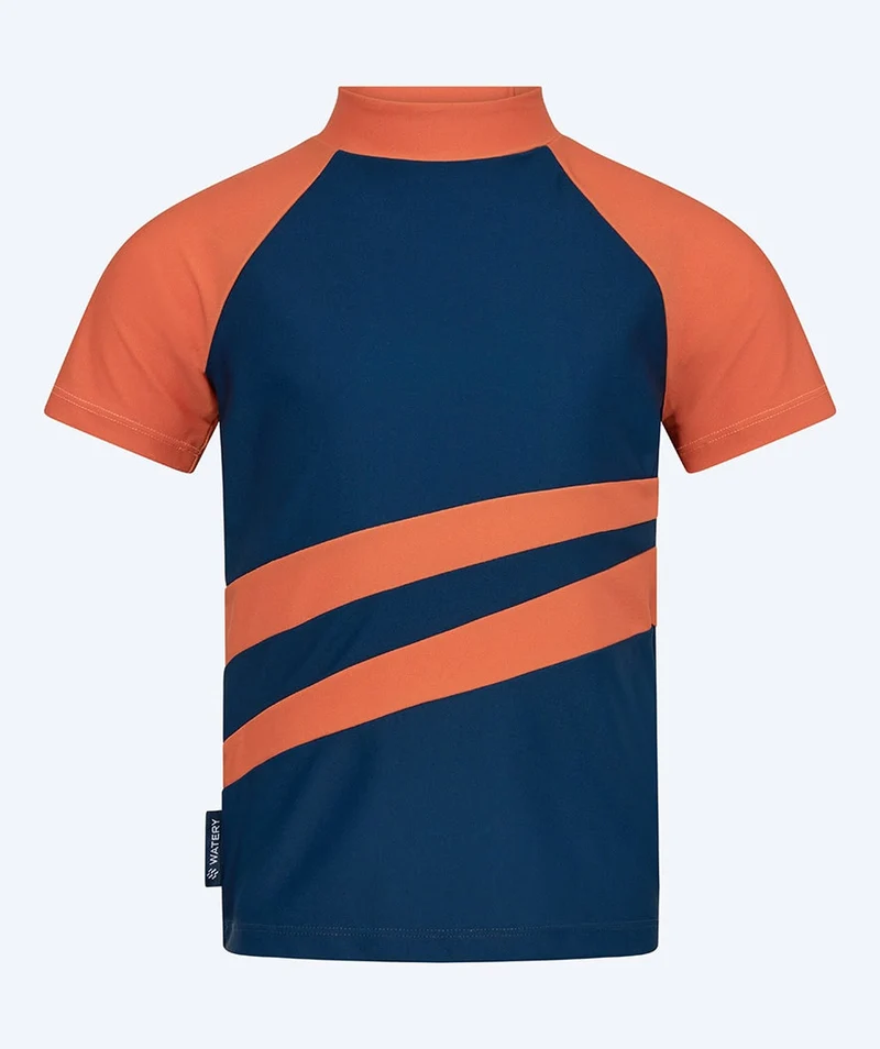 Watery UV Shirt für Kinder - Manami Kurzarm Rashguard - Orange/Blau