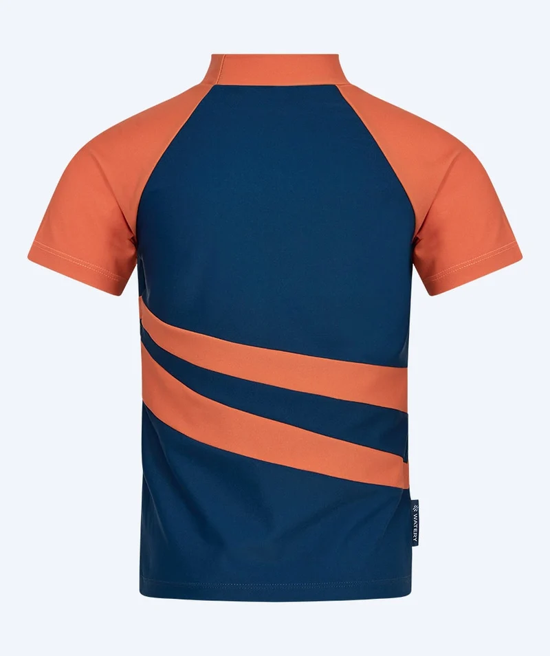 Watery UV Shirt für Kinder - Manami Kurzarm Rashguard - Orange/Blau