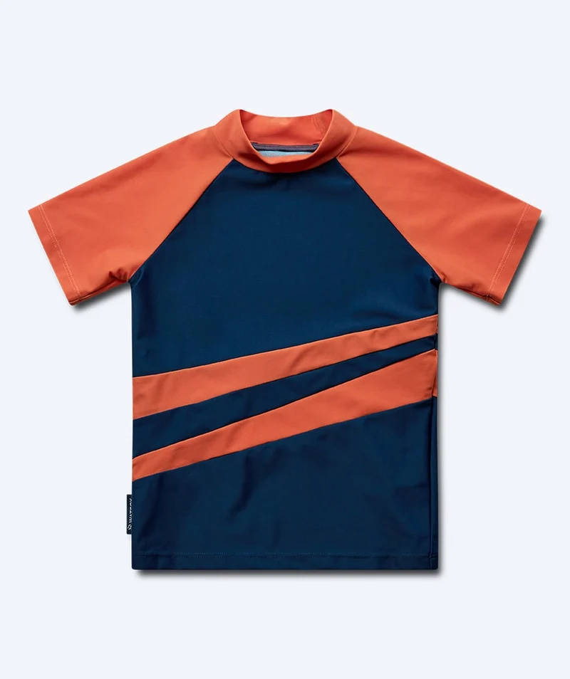 Watery UV Shirt für Kinder - Manami Kurzarm Rashguard - Orange/Blau