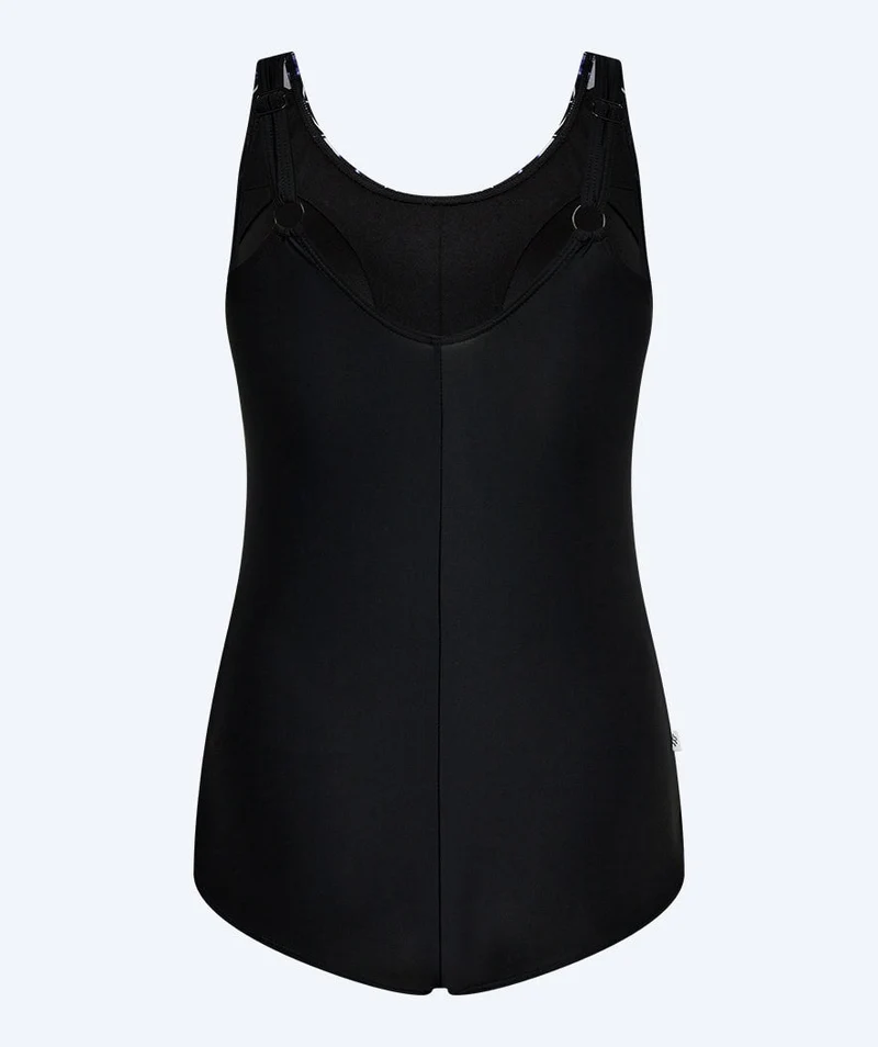 Watery Badeanzug mit Blumen für Damen in Plus Size - Vale - Schwarz