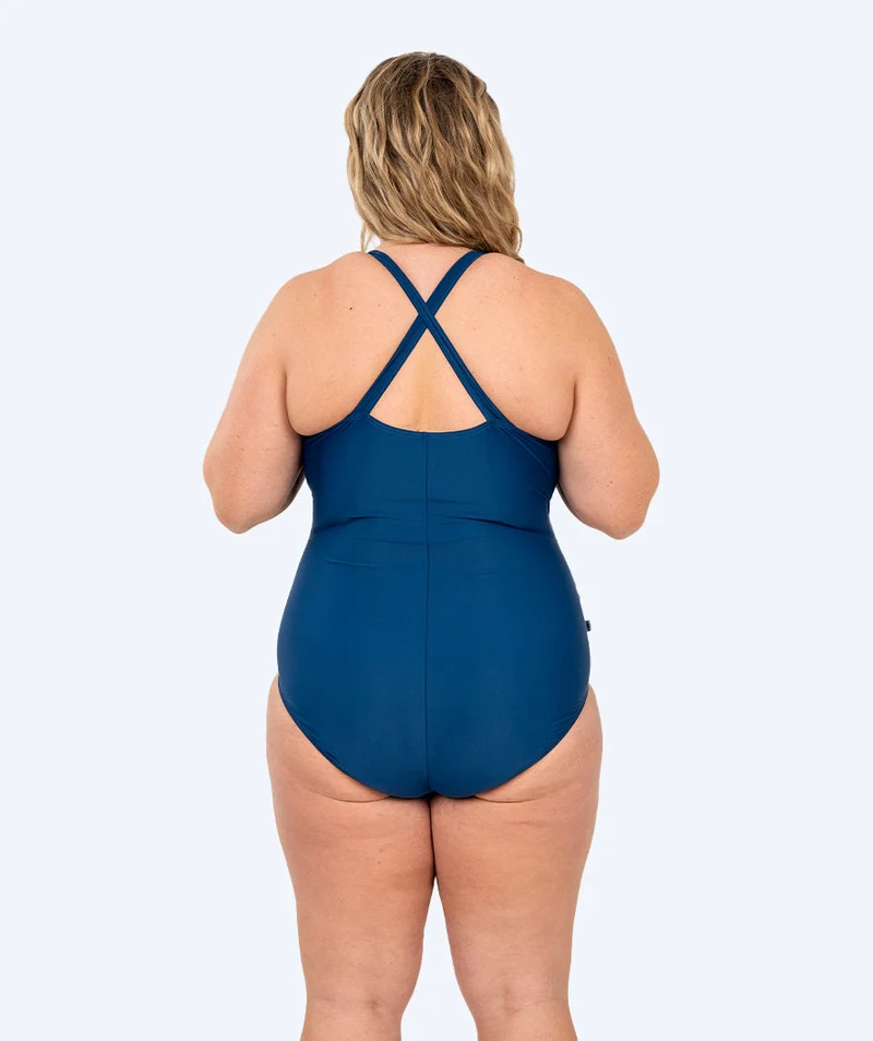 Watery Badeanzug für Damen in Plus Size - Kaito - Dunkelblau/weiß
