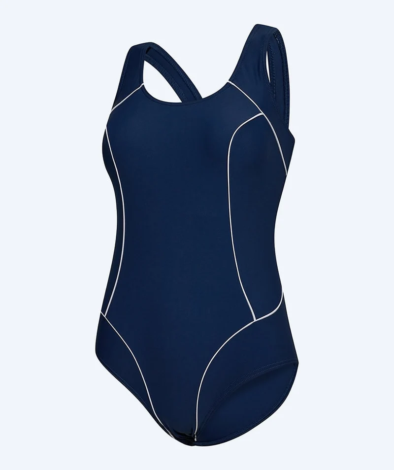 Watery Badeanzug für Damen in Plus Size - Kaito - Dunkelblau/weiß