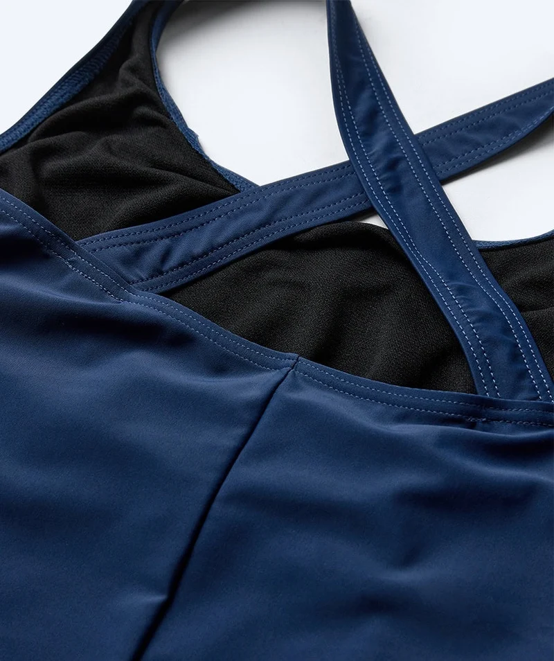Watery Badeanzug für Damen in Plus Size - Kaito - Dunkelblau/weiß