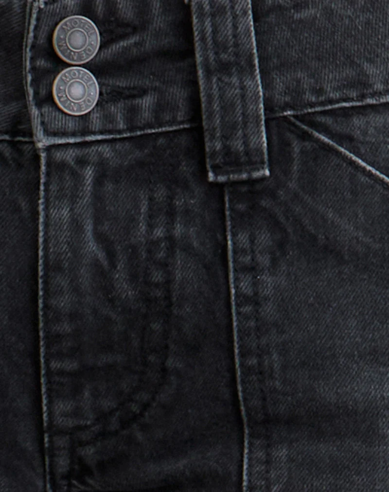 Low Rise Relaxed Cargo Jeans in Vintage Black