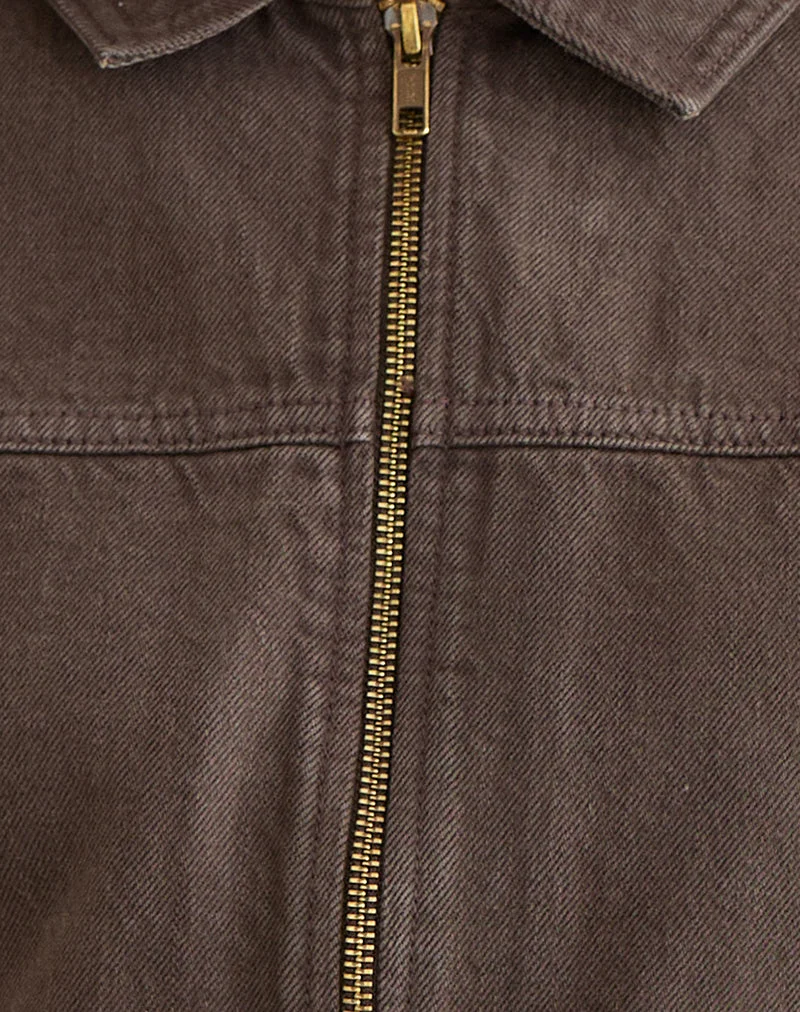 Jeansjacke mit Kordelzug in Braun