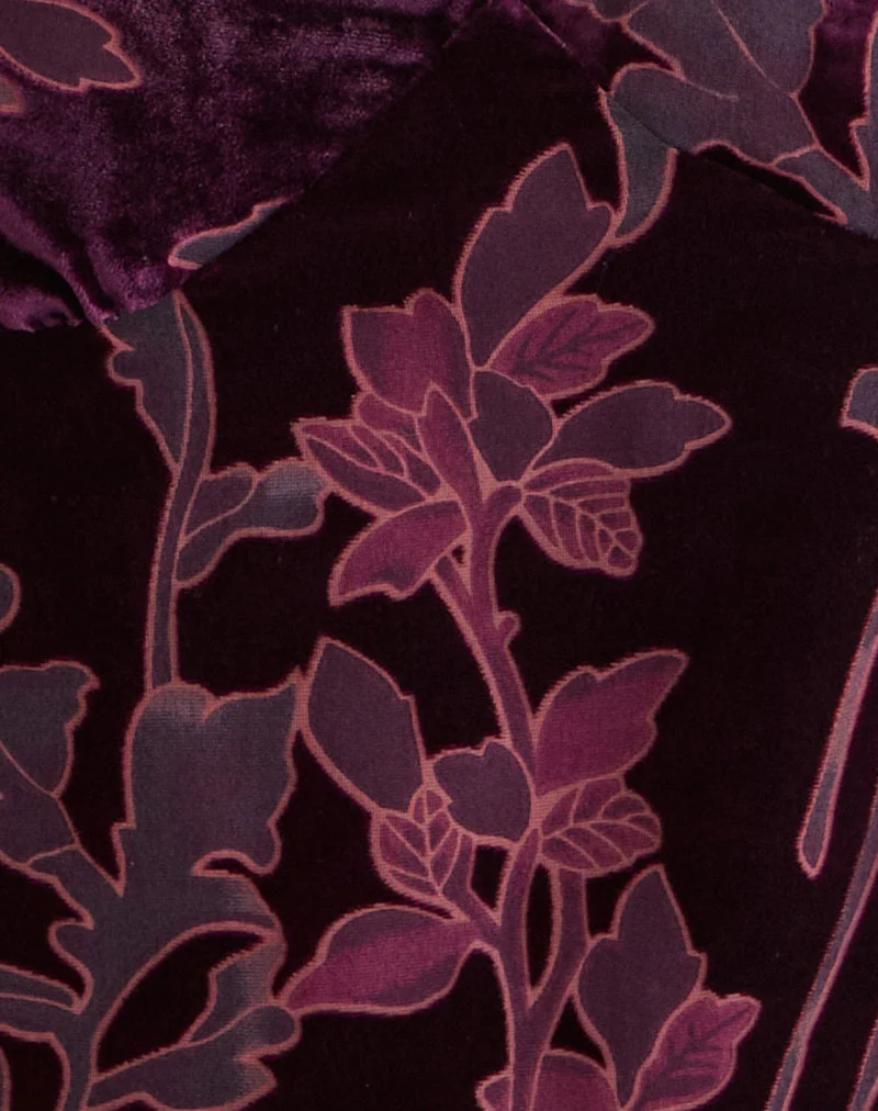 Sarinda Cami-Top in Floral Devore Burgundy