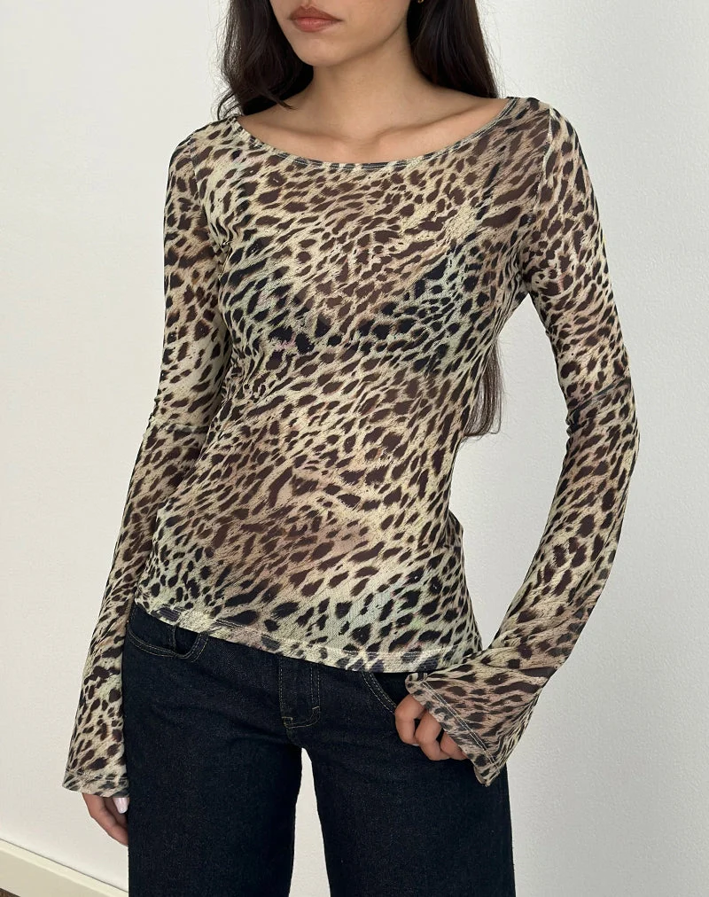 Tineko Langärmeliges Top in Leopard Dance Braun