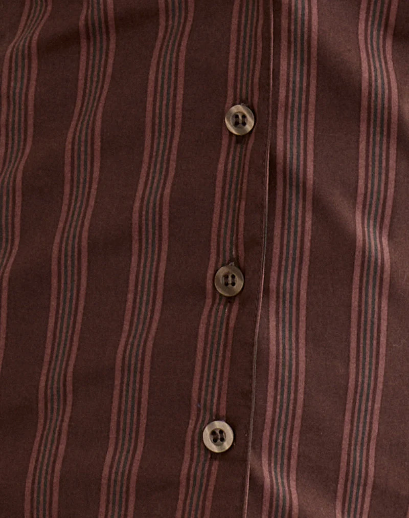 Mikanu Button Down Bluse in Streifen Braun